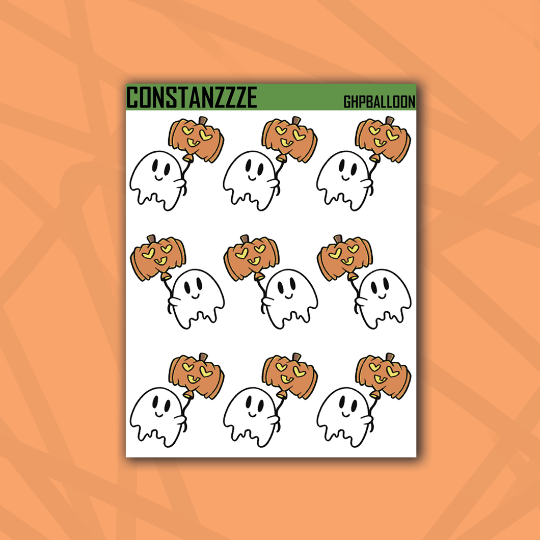 Ghostie with Pumpkin Balloon Sticker Sheet