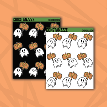 Load image into Gallery viewer, Ghostie with Pumpkin Balloon Sticker Sheet
