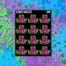 Load image into Gallery viewer, Neon Zombie Lettered Go Wild Sticker Sheet
