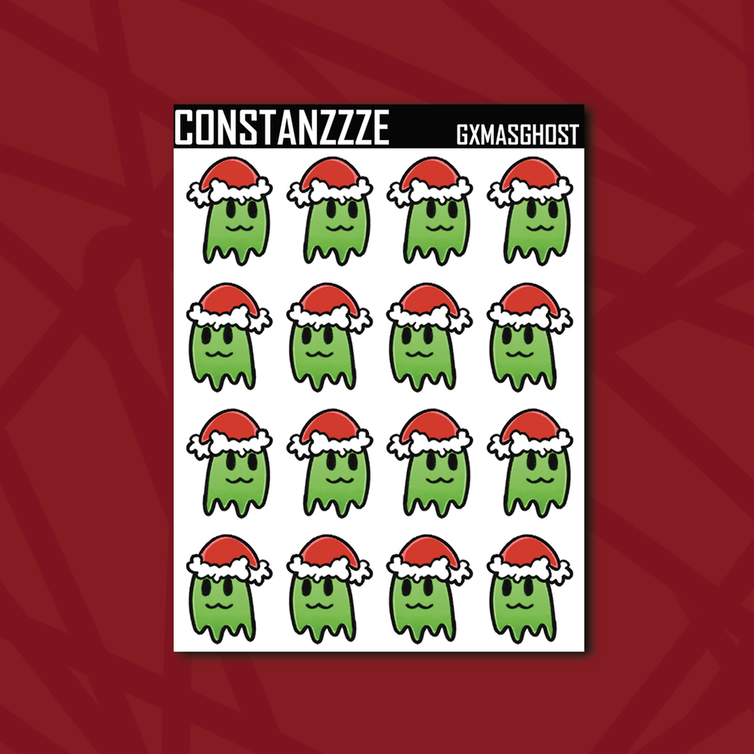 Green Xmas Small Ghostie Sticker Sheet