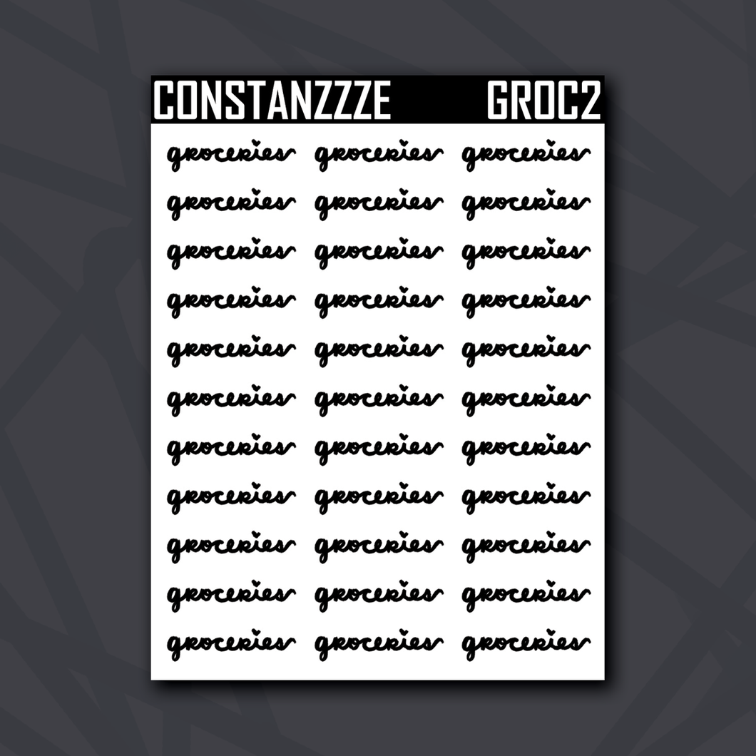 Groceries Script Sticker Sheet