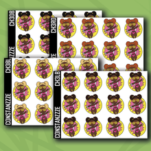 Load image into Gallery viewer, Fun in the Sun Chibi Floatie Sticker Sheet (Dark Skin Tone)
