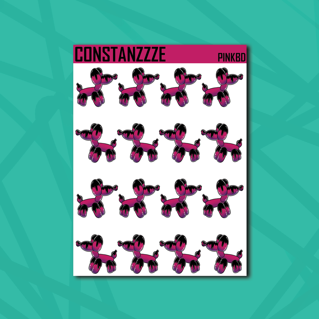 Hot Pink Balloon Doggie Sticker Sheet