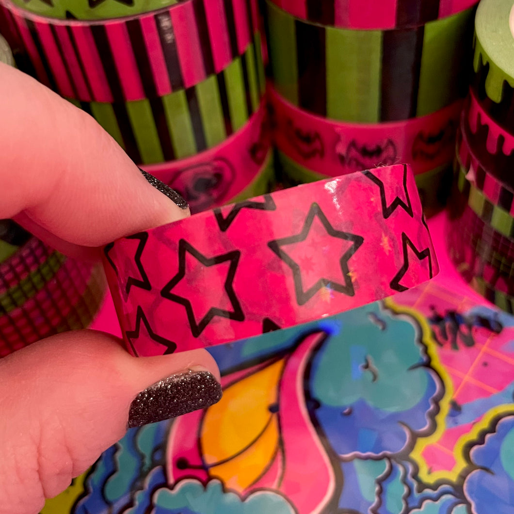 Hot Pink Star Sparkle Washi Tape 15mm