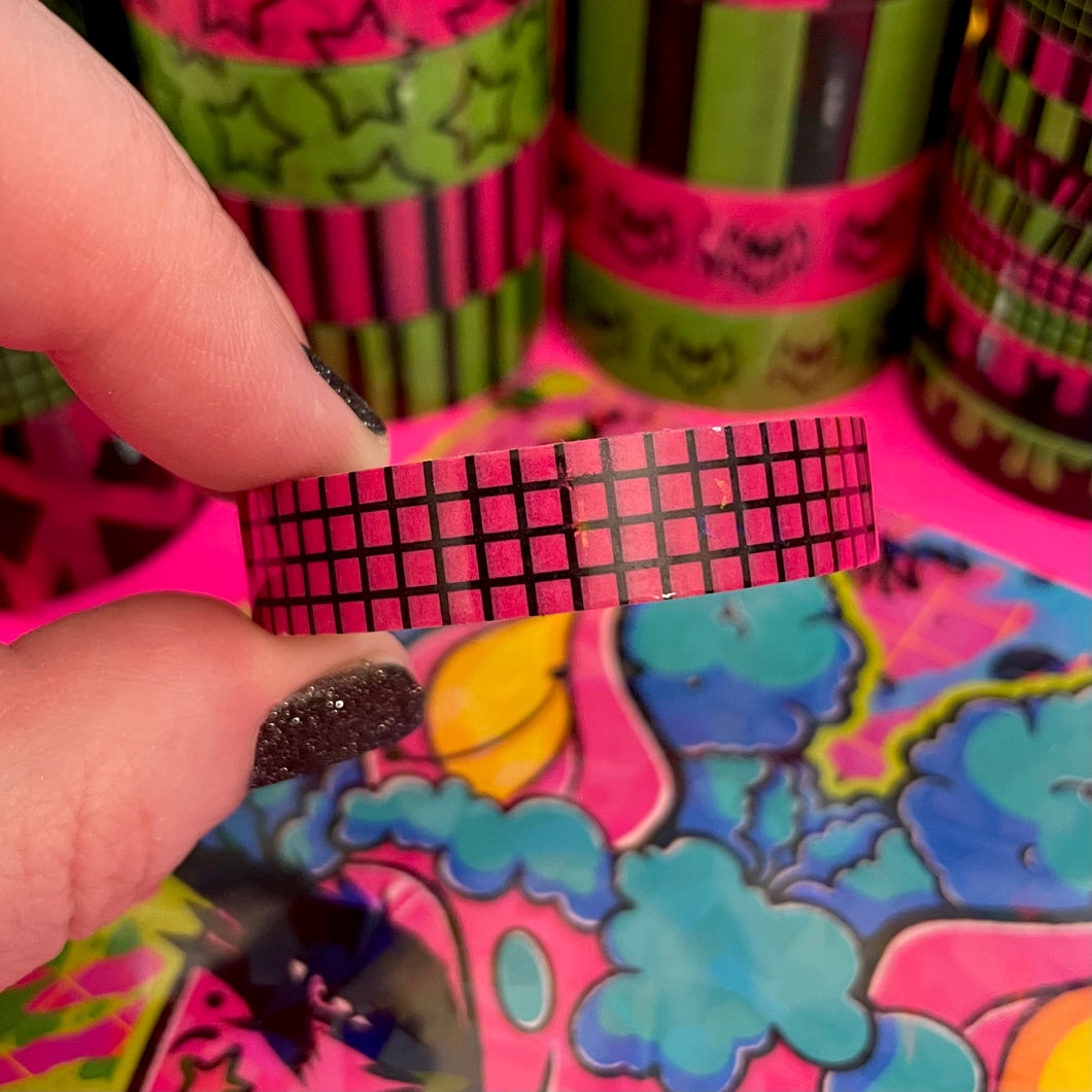 Hot Pink Grid Sparkle Washi Tape 10mm