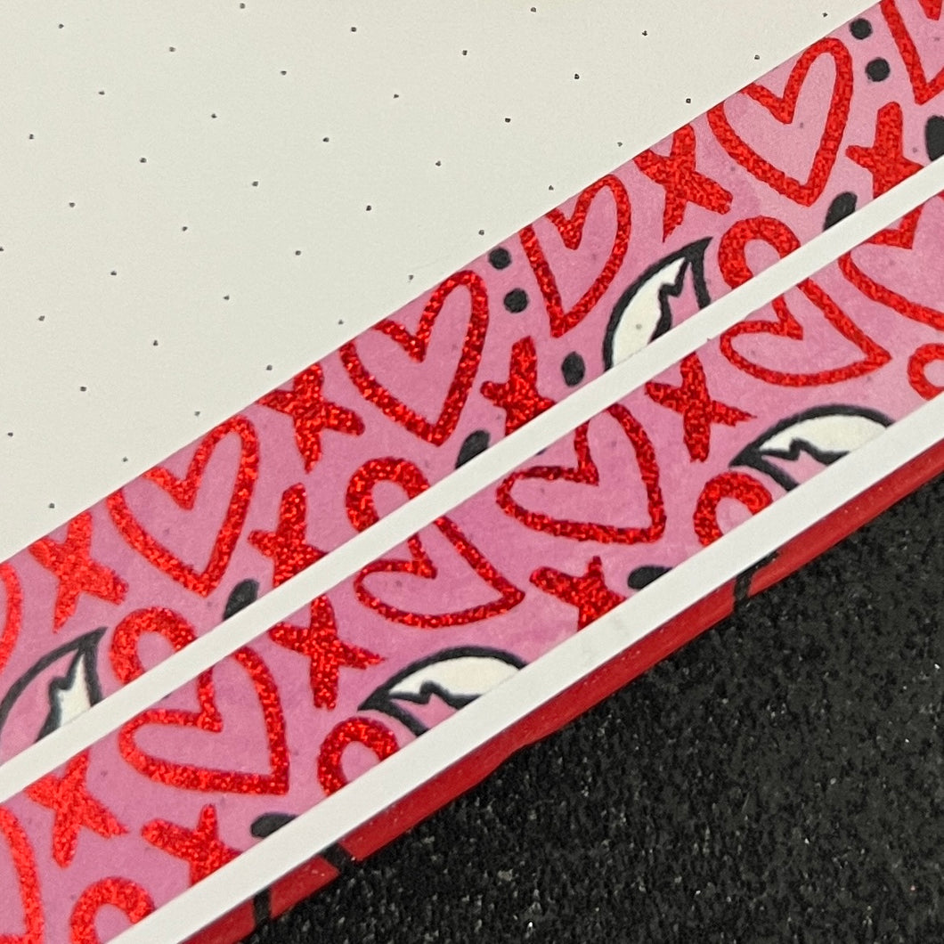 Valentine's Xs and Os Red Foil Washi Tape(5m)