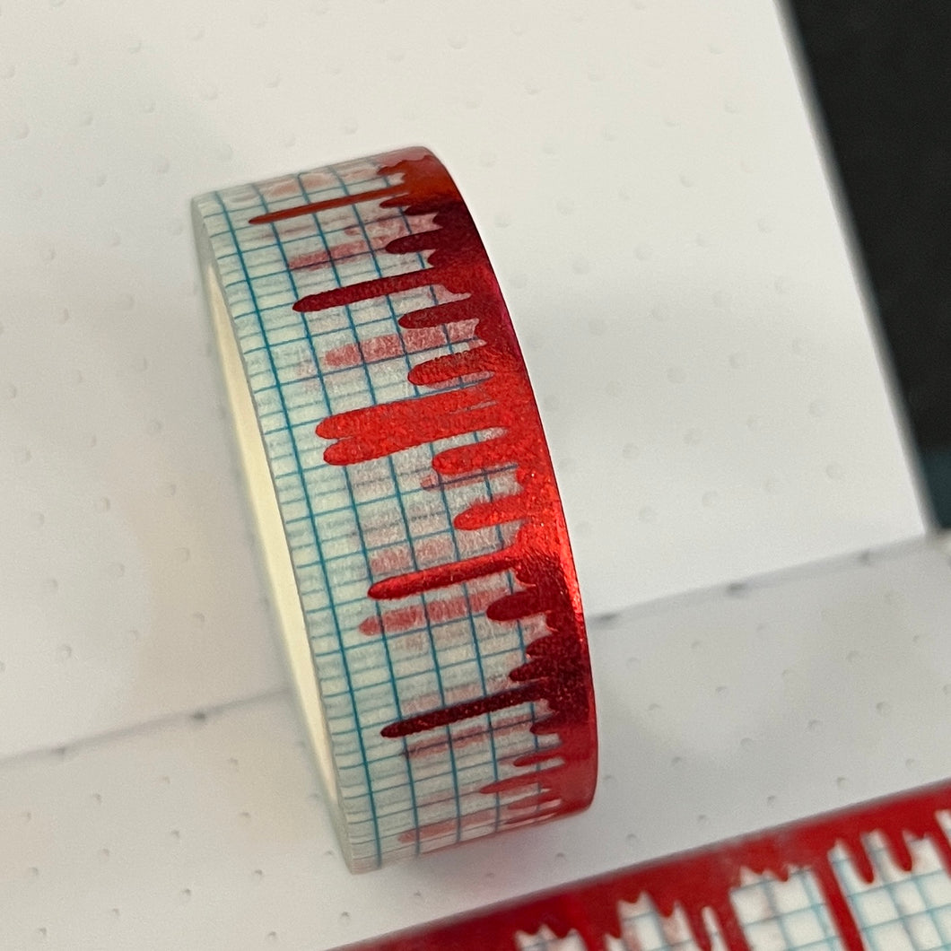 **OOPS** White Grid Red Drippie Washi Tape NO CODES