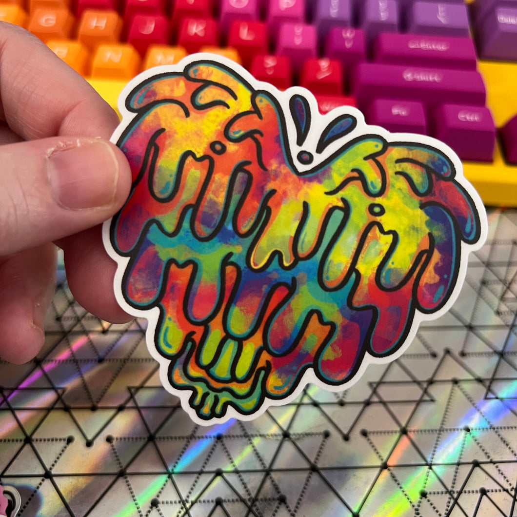 Watercolor Rainbow Drippy Heart Translucent Vinyl Sticker