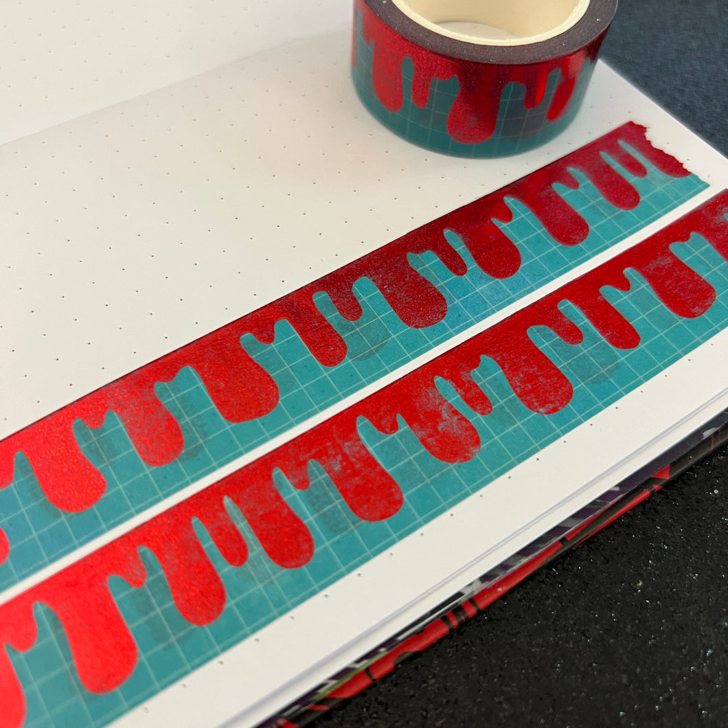 **OOPS** Teal Red Thick Drippie Foil Washi Tape NO CODES