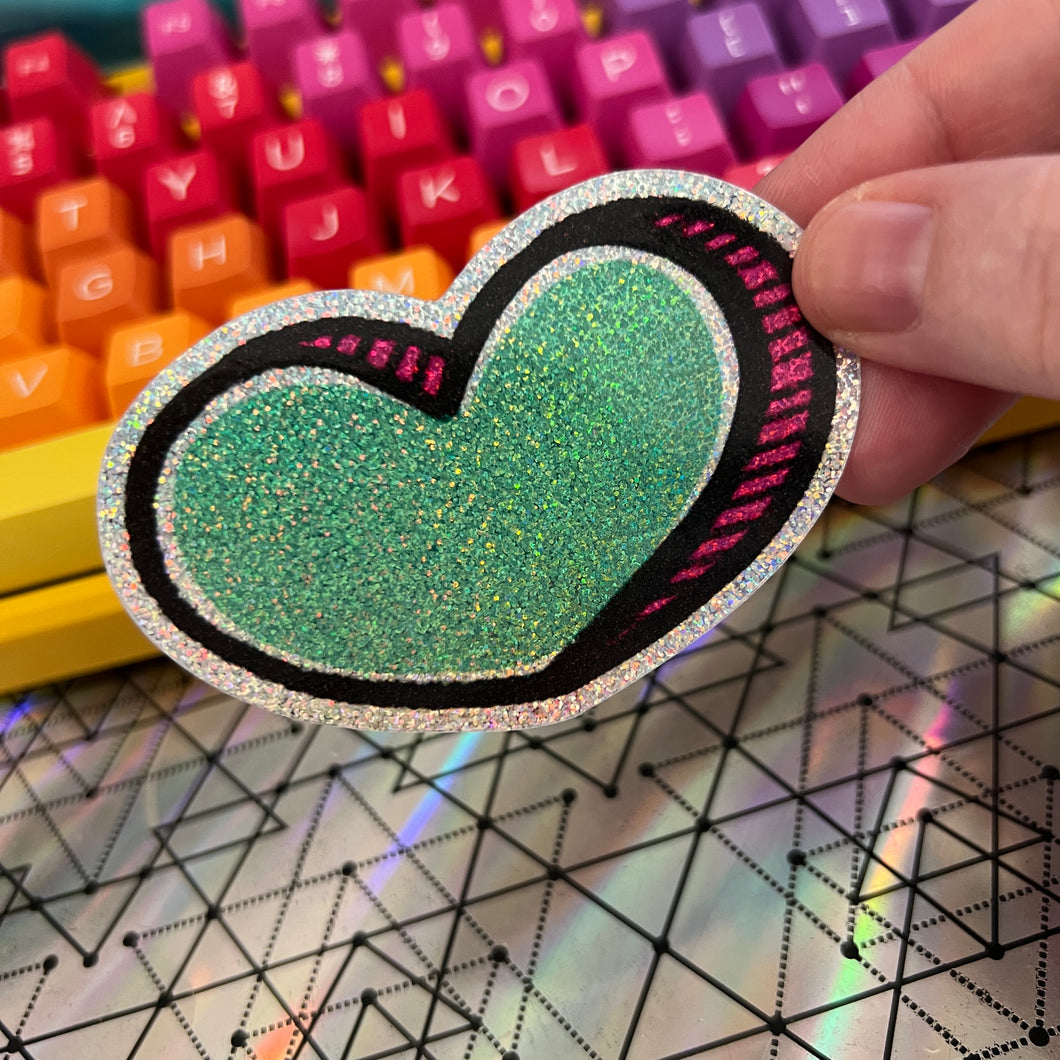 Love Zombie Heart Glitter Vinyl Sticker