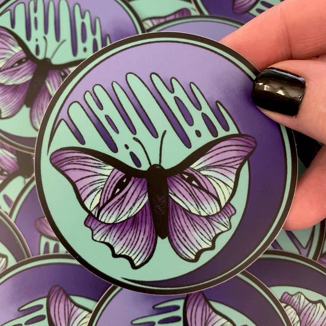 Butterfly Drip Moon Vinyl Sticker