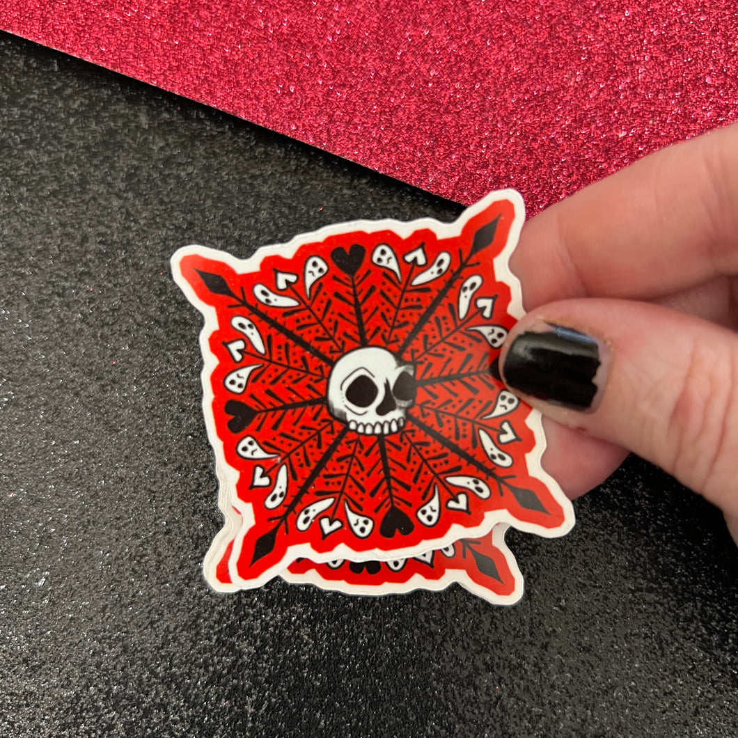 Red Skullflake Translucent Vinyl Sticker