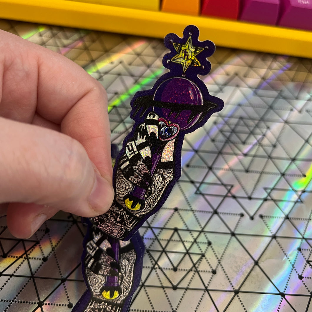 Saturn Star Wand Glitter Vinyl Sticker