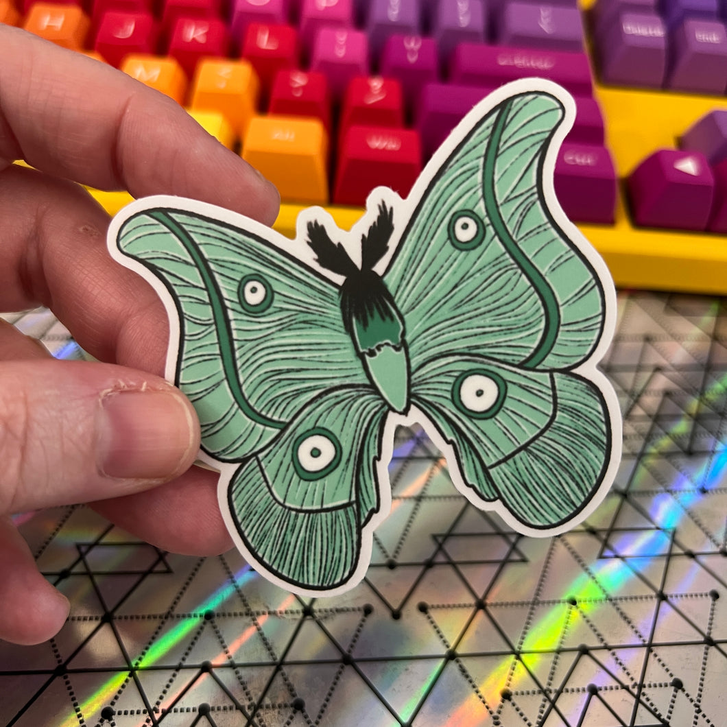 Green Moth Translucent Vinyl Sticker