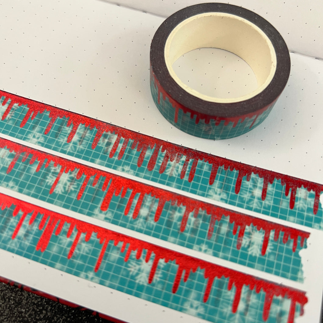 **OOPS** Teal Snowflake Red Drippie Foil Washi Tape NO CODES