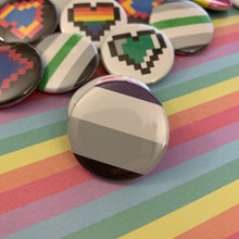 Load image into Gallery viewer, Pride Flag and Pixel Heart Buttons
