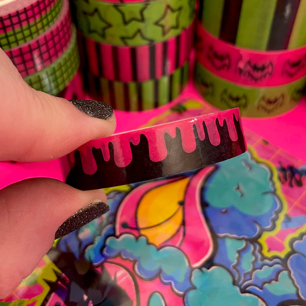 Hot Pink Drippie Sparkle Washi Tape 10mm