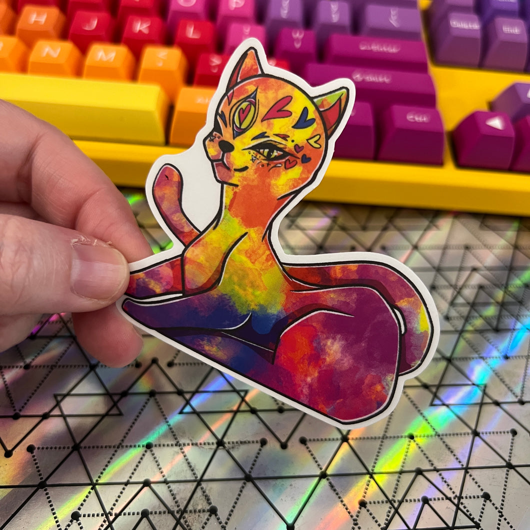 Rainbow Pride Meow Meow Translucent Vinyl Sticker