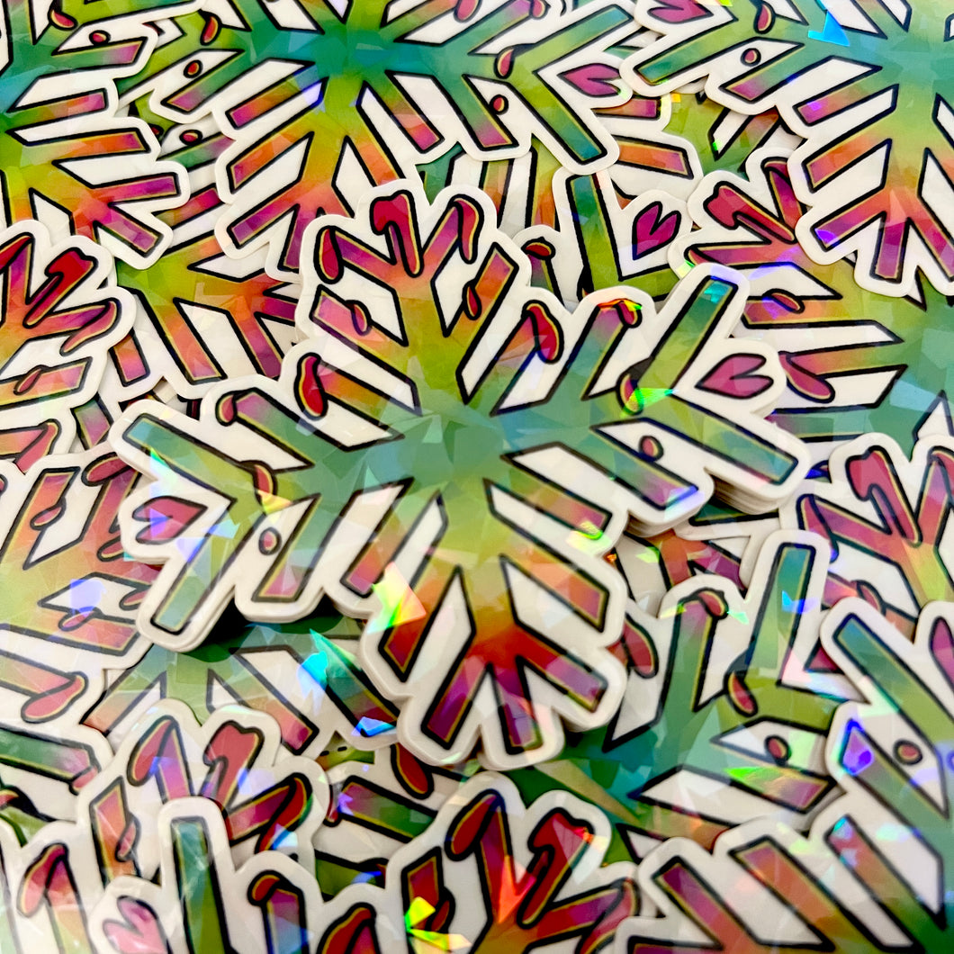 Clear Shatter Rainbow Snowflake Vinyl Sticker