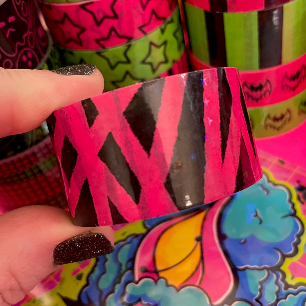 Hot Pink Crisscross Sparkle Washi Tape 25mm