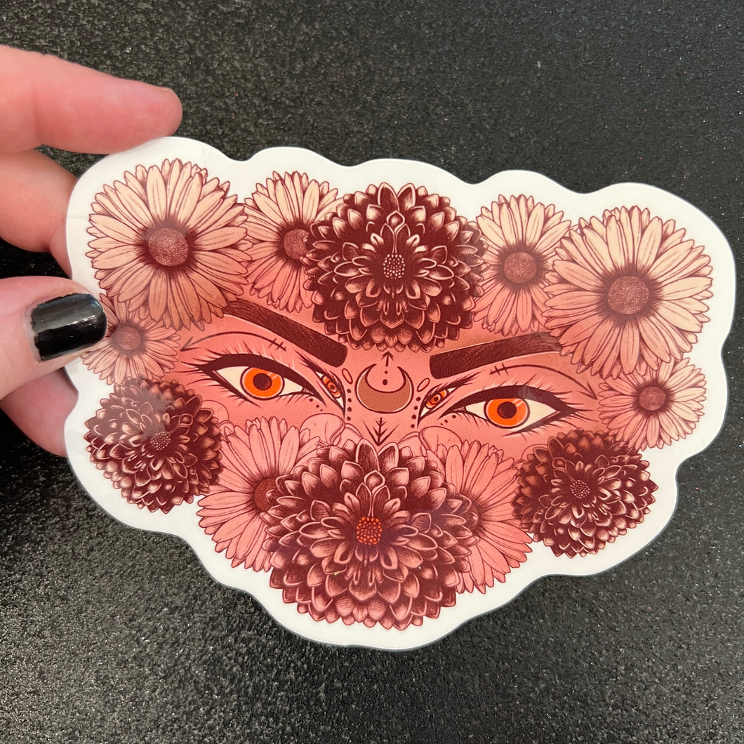 Jumbo Fall Floral Face Vinyl Sticker