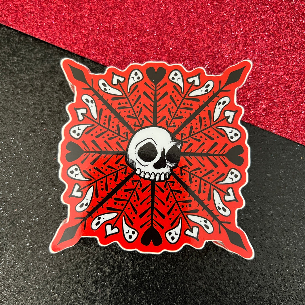 Red Skullflake Vinyl Sticker