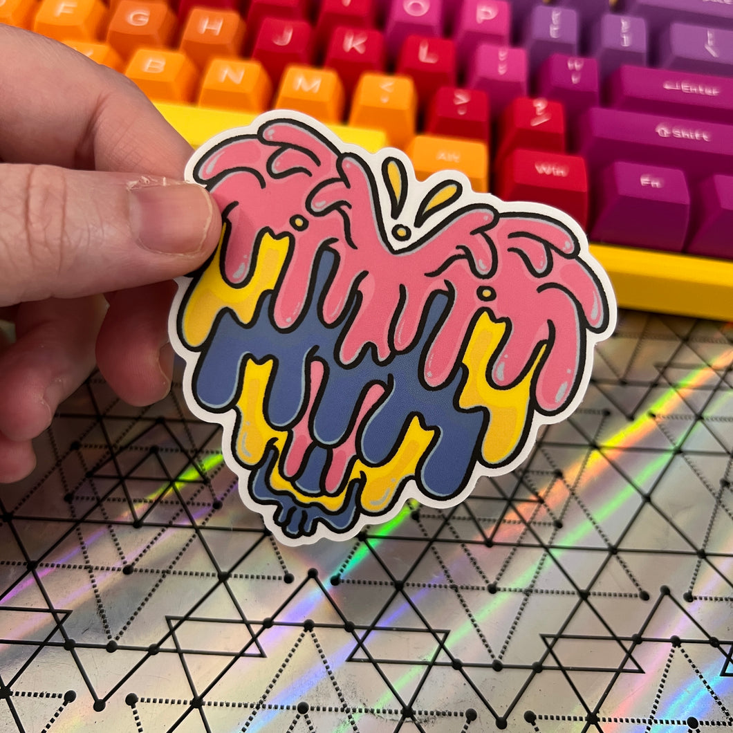 Pan Pride Drippy Heart Translucent Vinyl Sticker