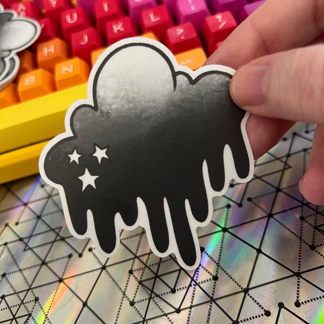 Black Drippy Cloud Translucent Vinyl Sticker
