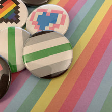 Load image into Gallery viewer, Pride Flag and Pixel Heart Buttons
