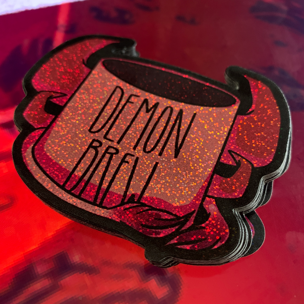 Demon Brew Glitter Vinyl Sticker