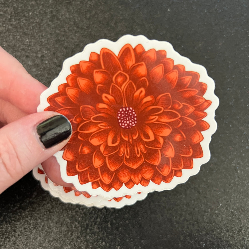 Red Orange Fall Flower Vinyl Sticker