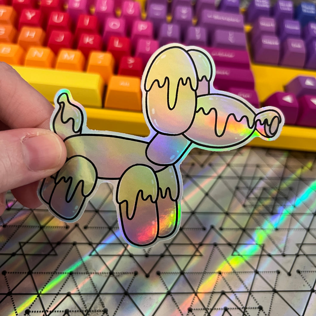 Warm Pastel Balloon Dog Holographic Vinyl Sticker