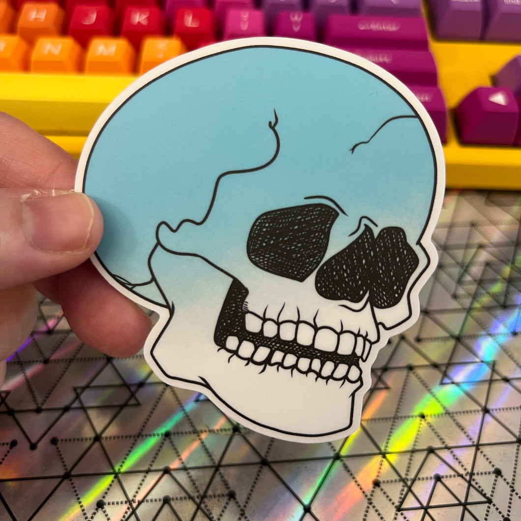Blue Skull Translucent Vinyl Sticker