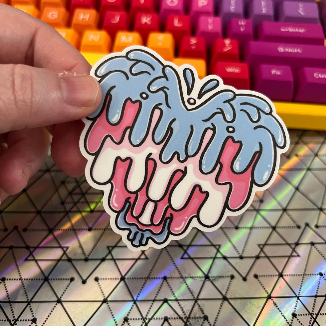 Trans Pride Drippy Heart Translucent Vinyl Sticker