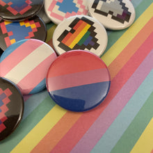 Load image into Gallery viewer, Pride Flag and Pixel Heart Buttons
