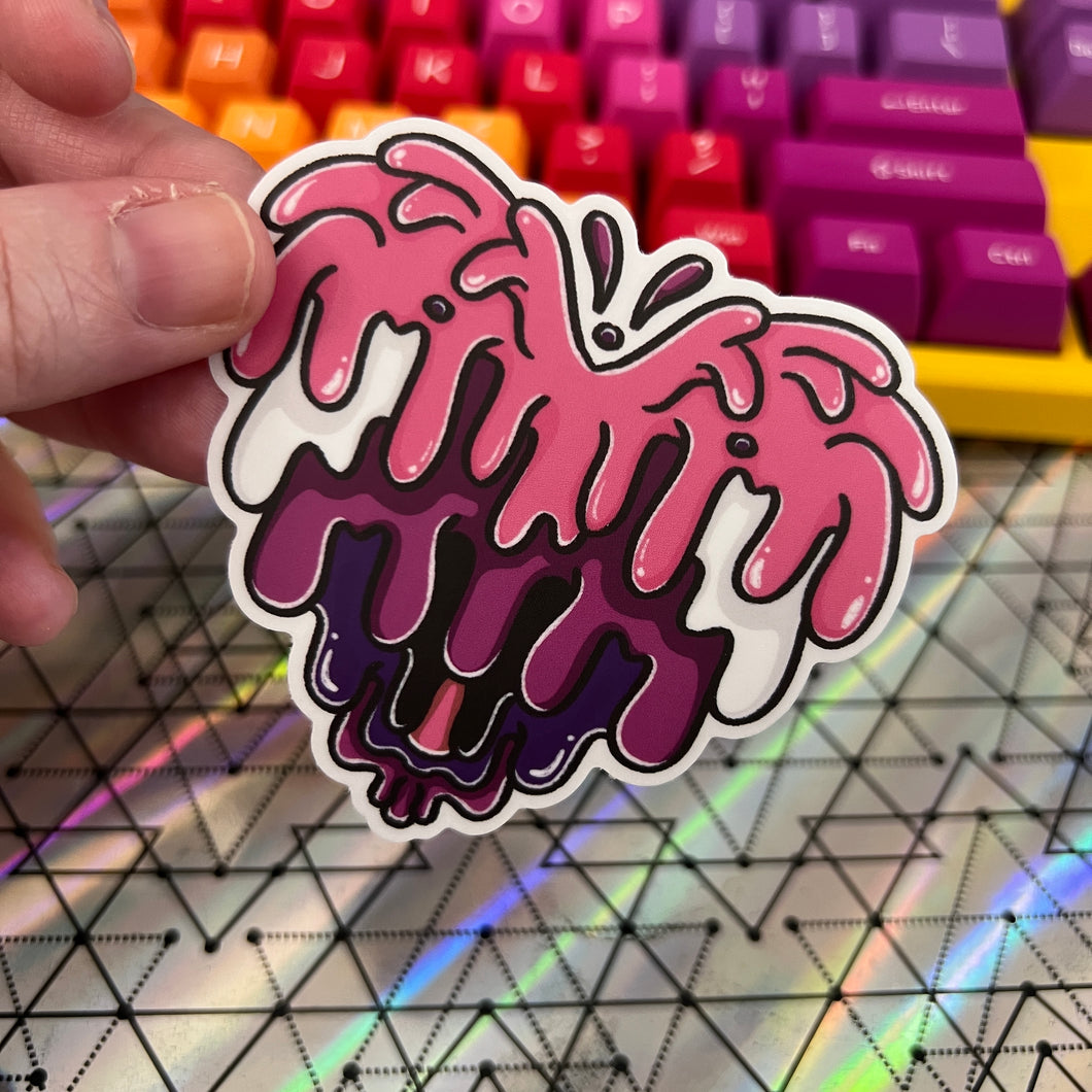 Genderfluid Drippy Heart Translucent Vinyl Sticker