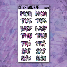 Load image into Gallery viewer, Jumbo Pink Shatter Go Wild Zombie Days of the Week Sticker Sheet
