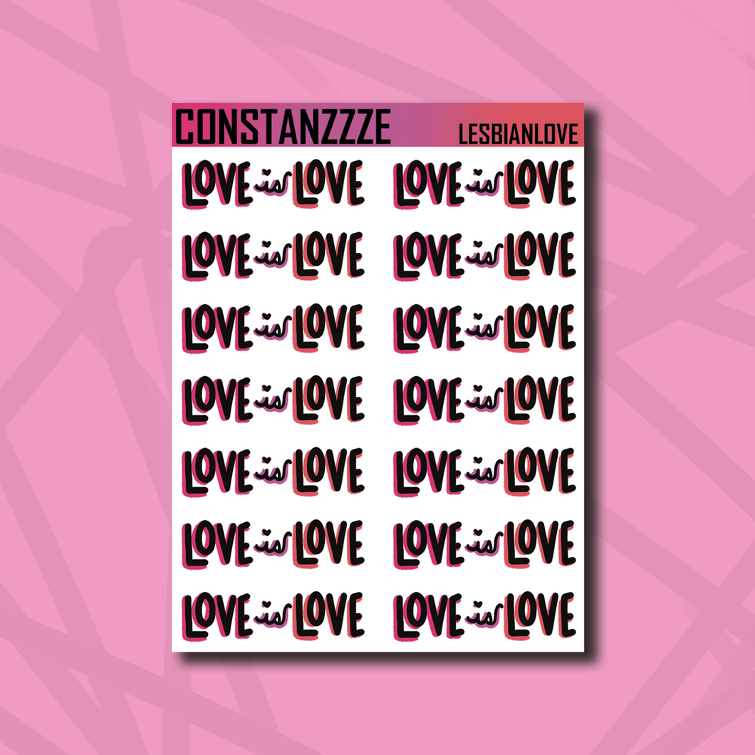 Lesbian Love is Love Lettering Sticker Sheet