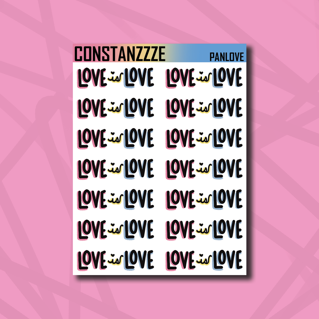 Pan Love is Love Lettering Sticker Sheet