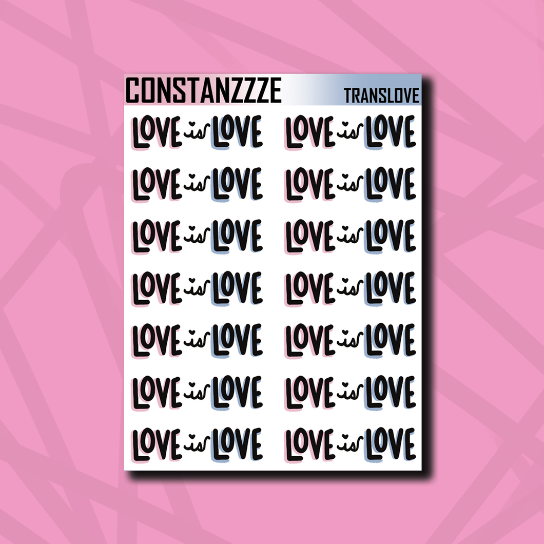 Trans Love is Love Lettering Sticker Sheet