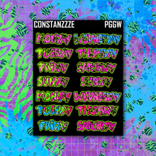 Load image into Gallery viewer, Neon Go Wild Medium Zombie Full Days of the Week Sticker Sheet
