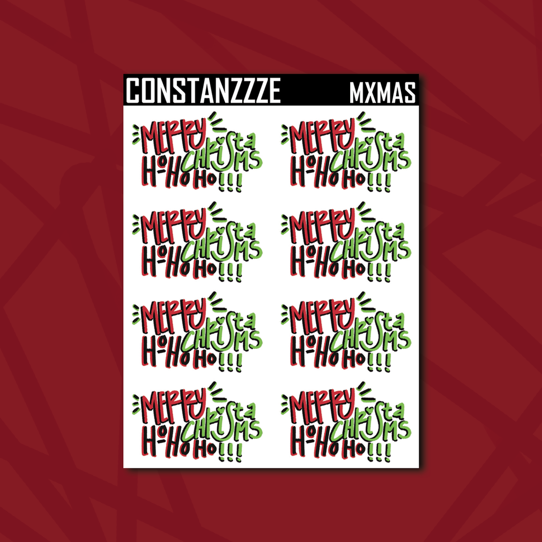 Merry Christmas Ho Ho Ho Hand Lettered Sticker Sheet