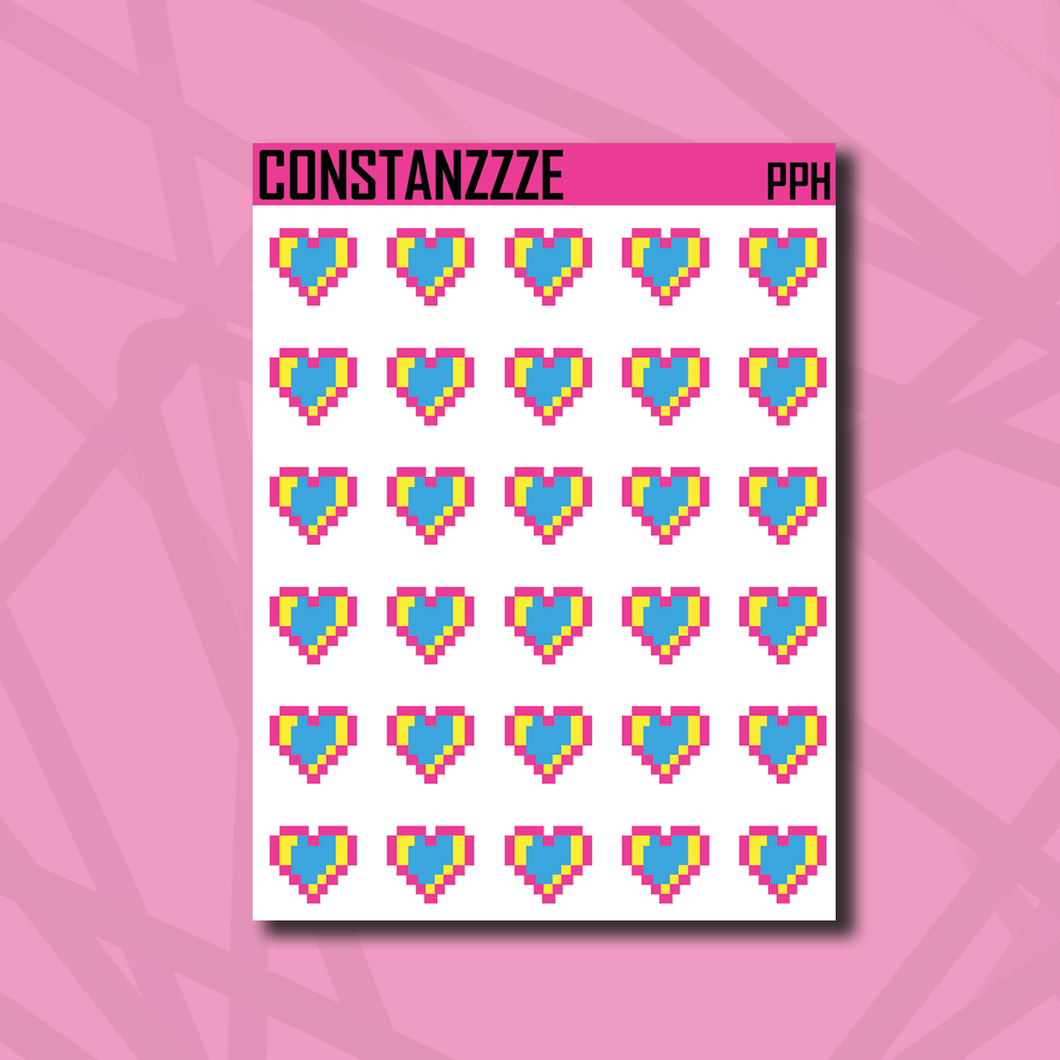 Pan Pixel Heart Sticker Sheet