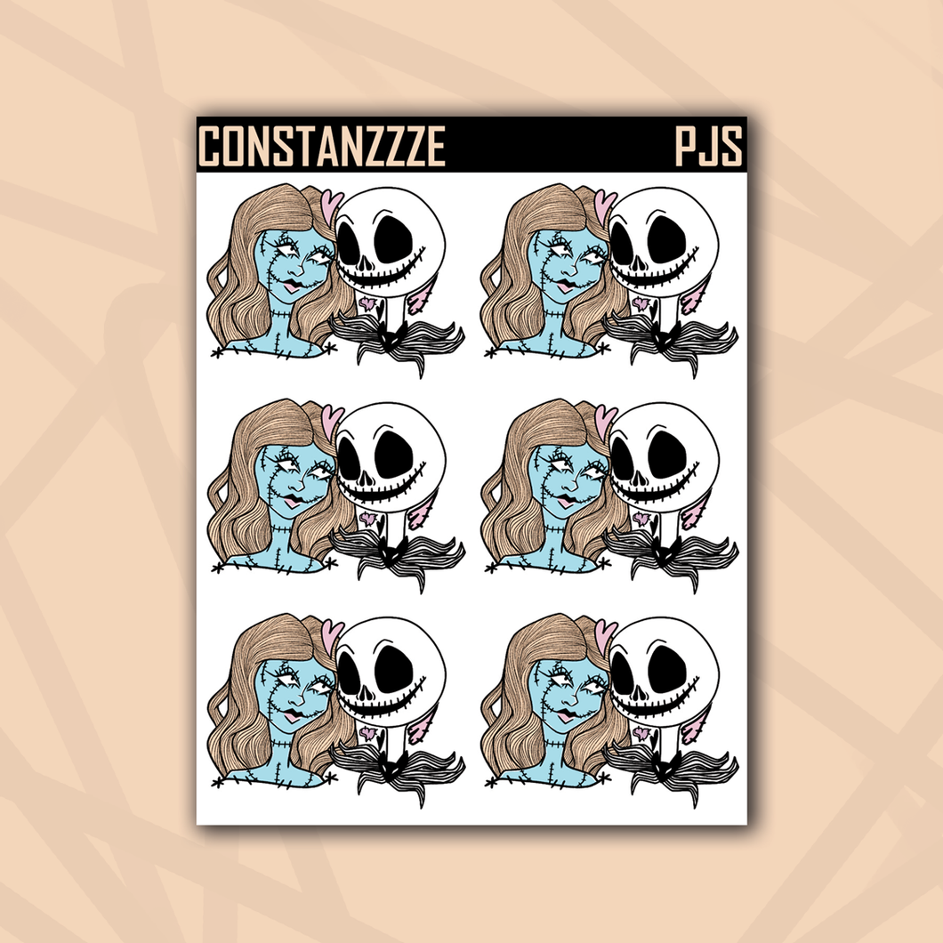 Pastel Jack and Sally Sticker Sheet