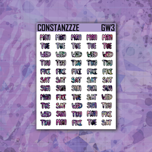 Load image into Gallery viewer, Pink Shatter Go Wild Small Days of the Week Sticker Sheet
