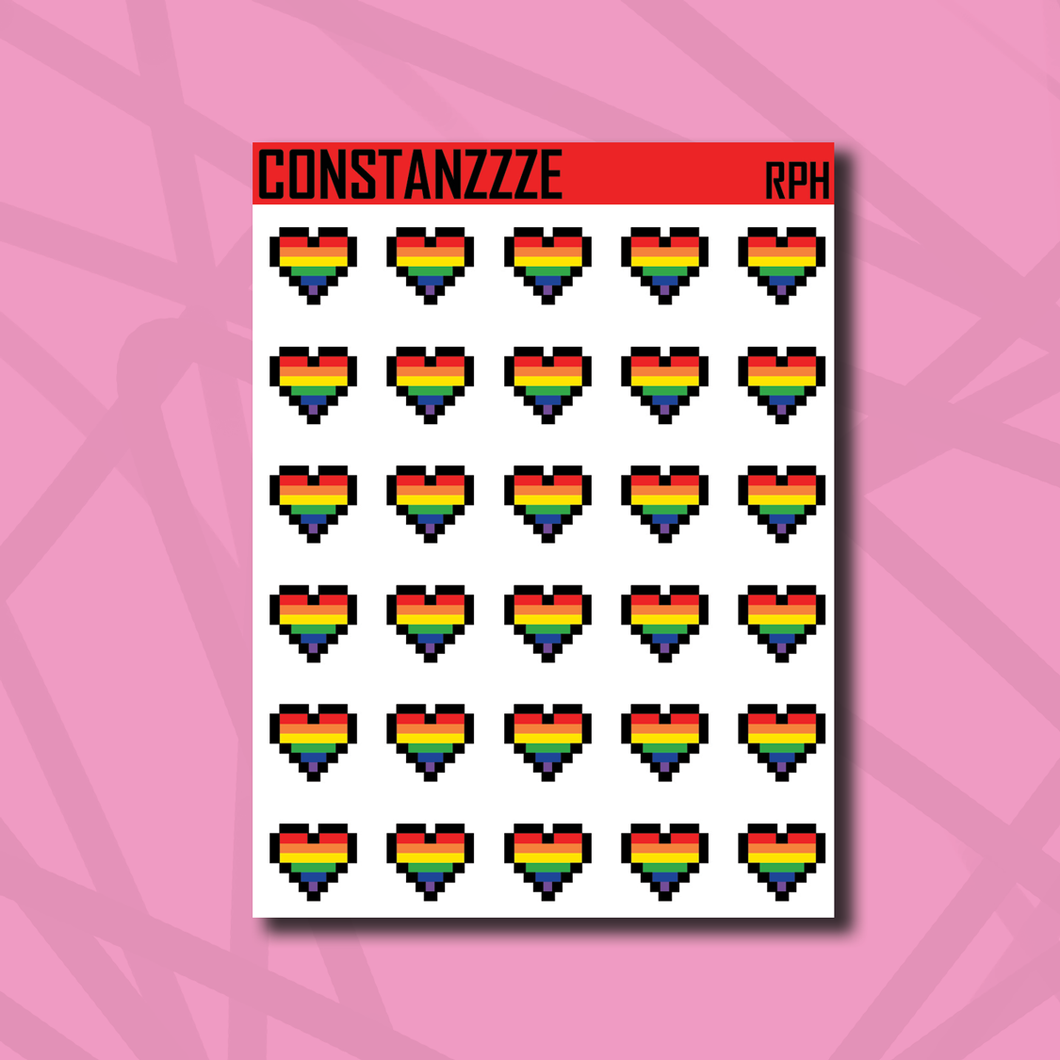 Rainbow Pixel Heart Sticker Sheet
