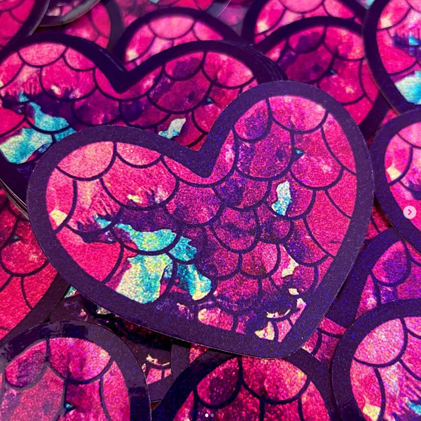 Mermaid Scale Heart Glitter Vinyl Sticker