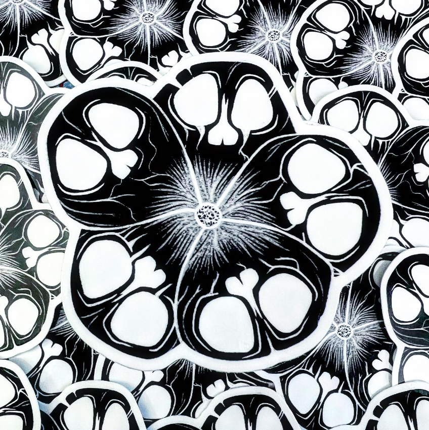 Skull Witch Flower Vinyl Sticker