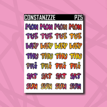 Load image into Gallery viewer, Pride Zombie Days of the Week Sticker Sheet
