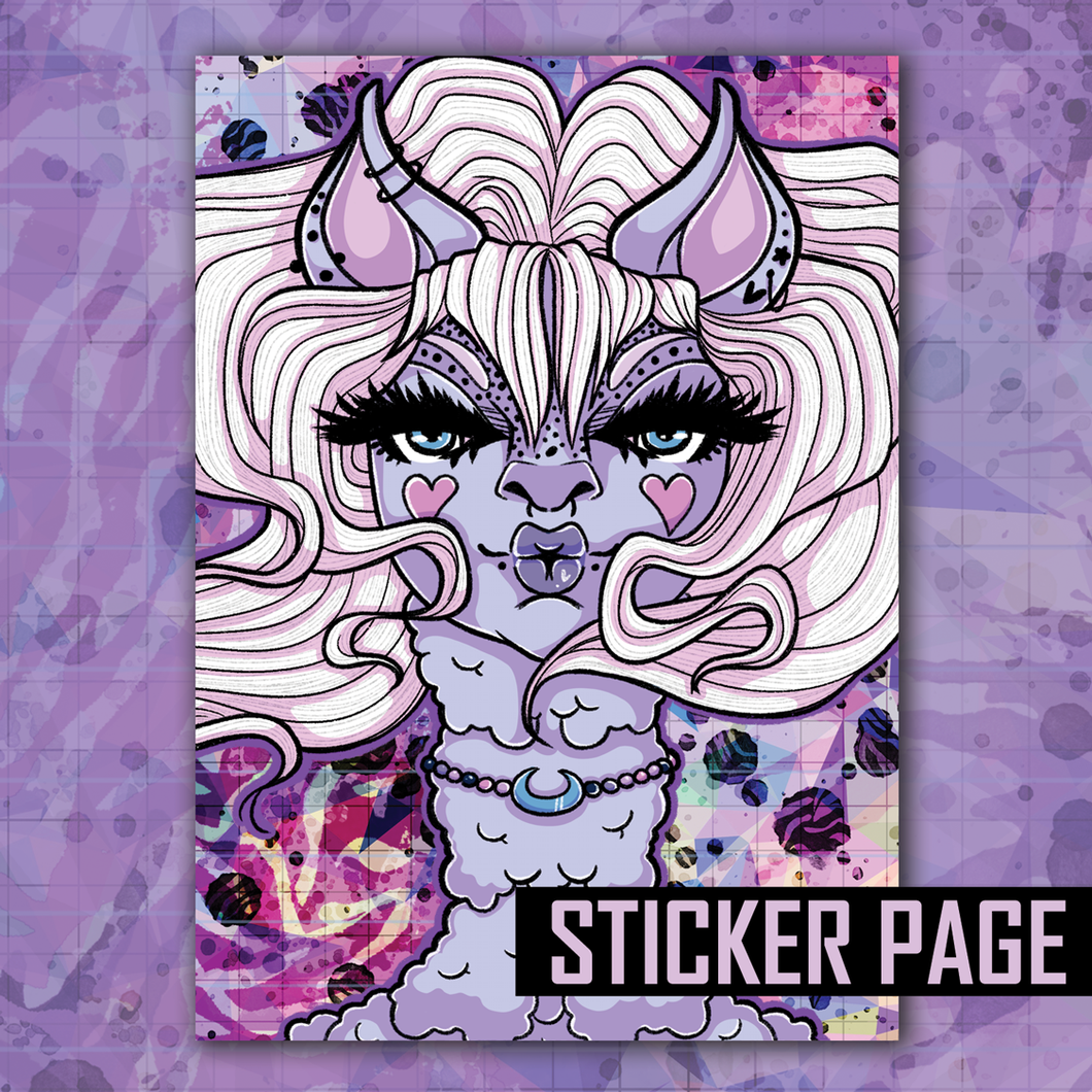 Light Purple GW Llama Sticker Page